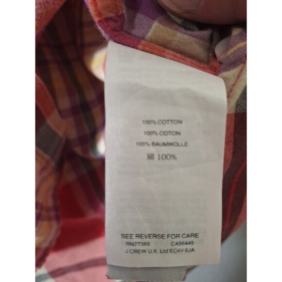 J. Crew Indian Madras Shirt Mens Large Red Plaid Button Up Slim Fit Long Sleeve - Picture 5 of 8